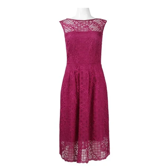 chinese dress ladies Adrianna Papell boat illusion neck bell sleeve embellished zipper back mesh  dress main image 1